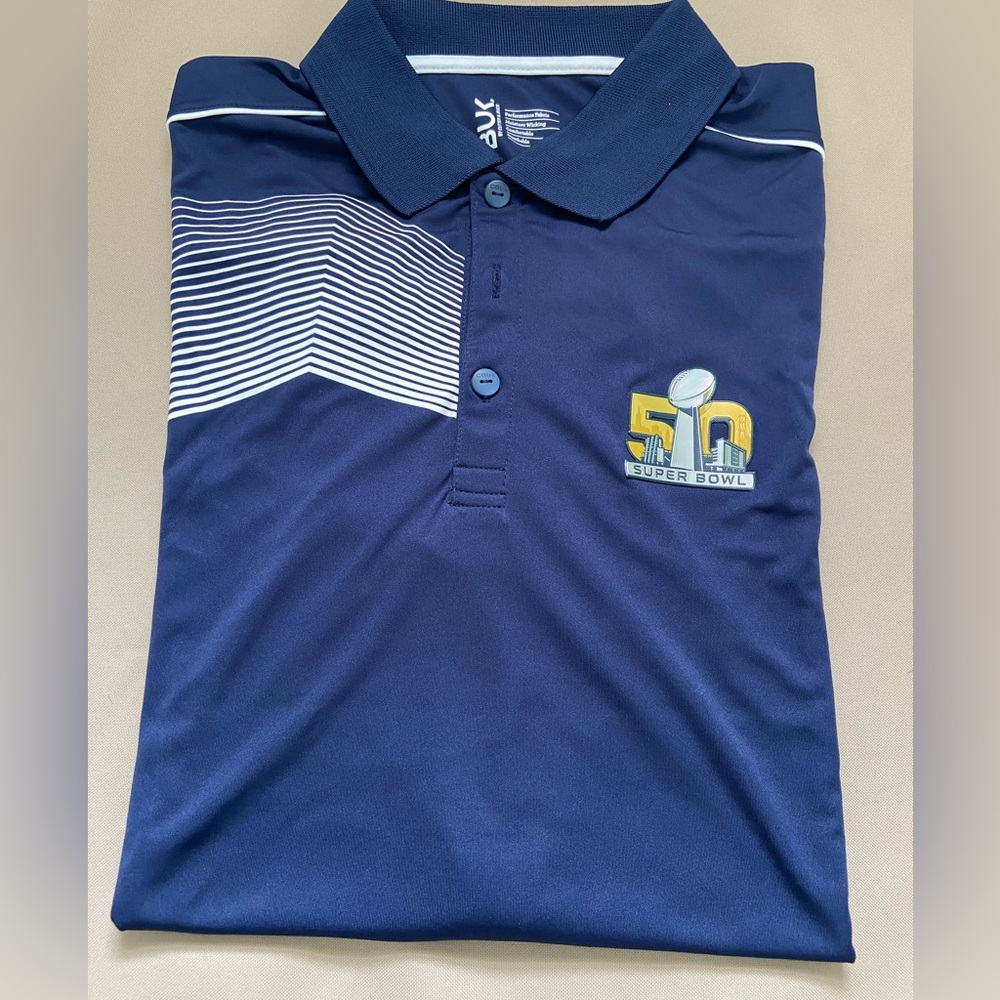 NFL Golf Shirt Polo Super Bowl 50 NWOT Men’s XL Navy